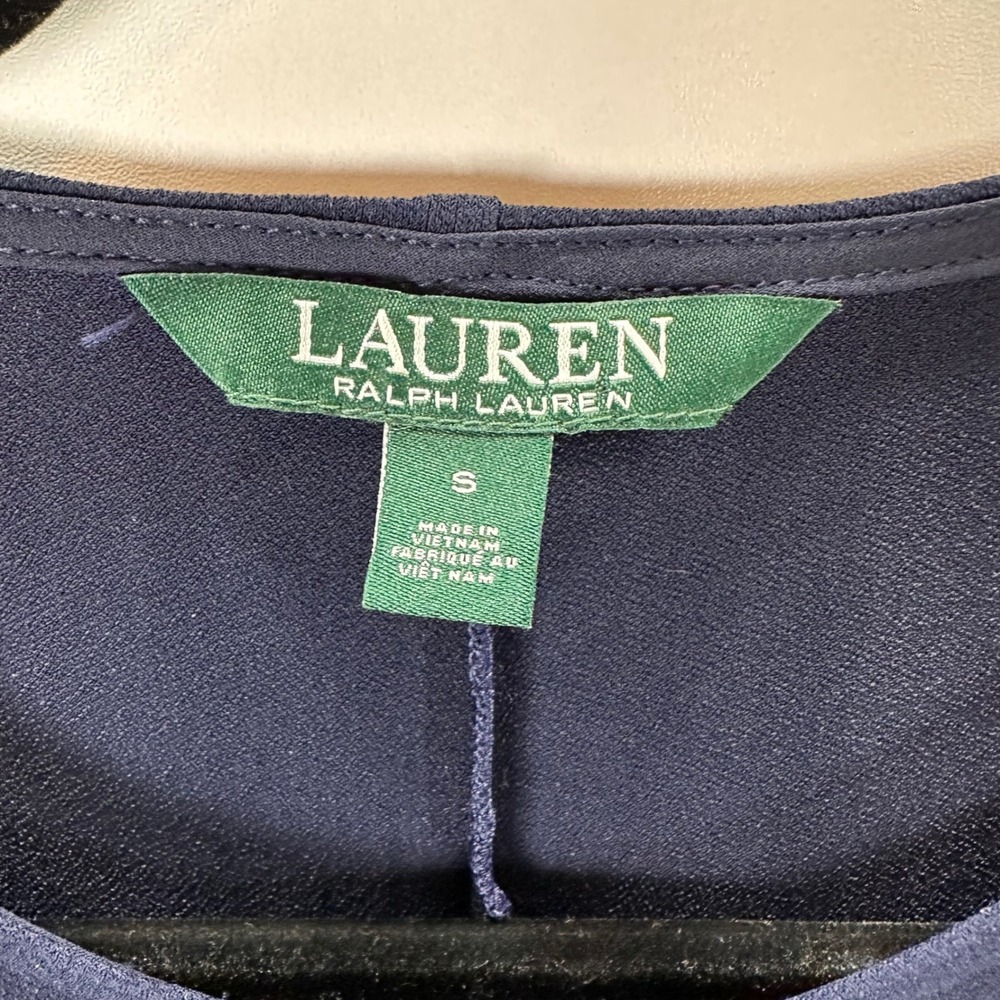 Lauren Ralph Lauren Women's Navy Blue Long Sleeve Keyhole Tunic Top‎ Small - Picture 2 of 8